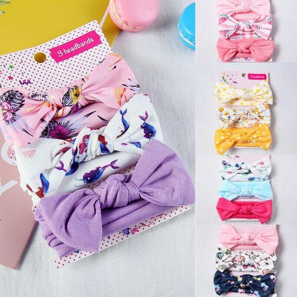 

3pcs/lot children ear headwear cute fashion elastic floral hair bands printing cotton girl headband accesorries1, Slivery;white