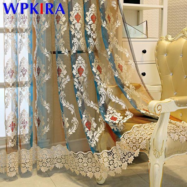 

gradient embroidery tulle curtain european window screen for living room high end bay voile sheer curtain customed x-ad620