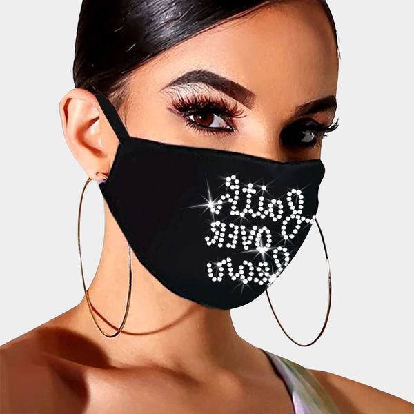 

for 1pc mask nightclub woman designer reusable washable cotton fabric black face maskfashion masque adulte rutilisable