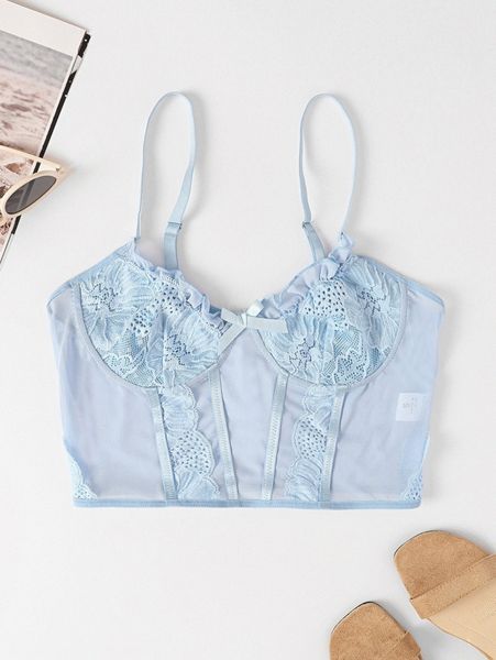 

solid crop mesh cami x57z#, White