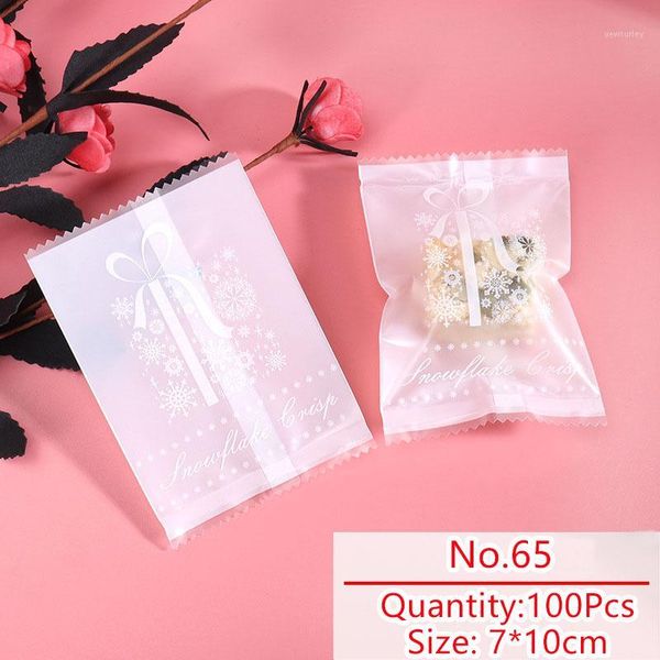 

gift wrap 100pcs/lot candy bag homemade cookies color winter white matte snowflake ribbon pattern sack nougat party snack packing bag1