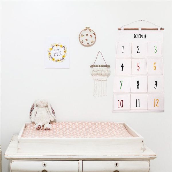 

storage boxes & bins twelve pockets wall back bag door hanging linen cotton sundries organizer for home decor dormitory (white)