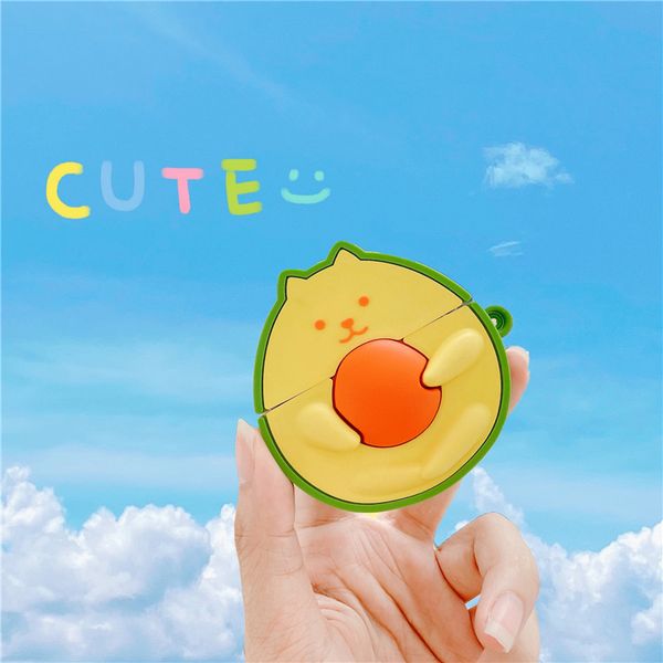 

3d cute cartoon avocado cat earphone case soft silicone cover for apple airpods 1 2 case for airpods pro bluetooth headset cover coque