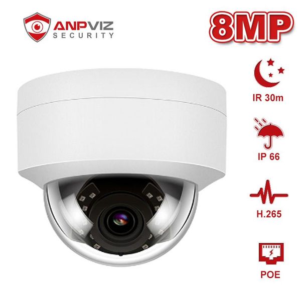 

anpviz 8mp poe dome ip camera with audio one-way audio home/outdoor security cam ir 30m ip66 weatherproof onvif p2p h.265