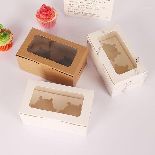 

kraft paper cupcake packaging box with window cake decoration tools muffin cookies box wedding party baby shower favors,10pcs1