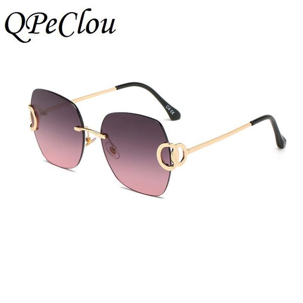 

sunglasses qpeclou 2021 fashion luxury rimless gradient sun glasses women vintage oversized frameless female color shades, White;black