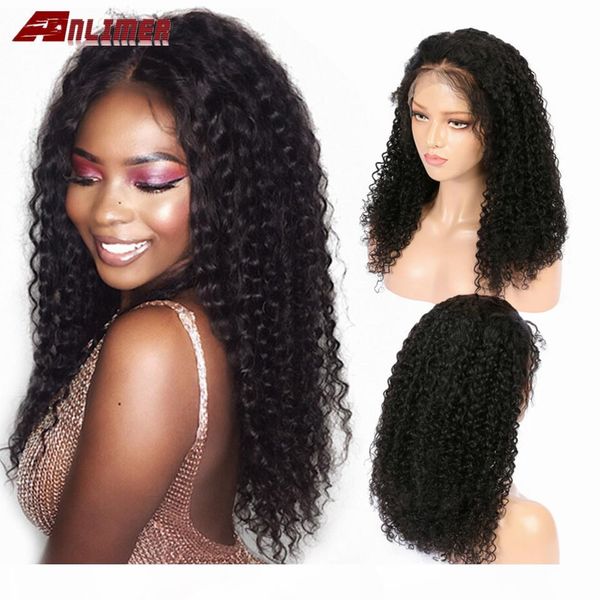 

kinky curly human hair wigs with baby hair bleached knots brazilian 13*4 lace front wigs pre-plucked 180% density full hair, Black