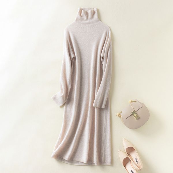 

2021 high keen-length goal dresses 100% cashmere and knitted wool jumpers winter/new autumn fashion longer dress women's cloth jatw, Black;gray