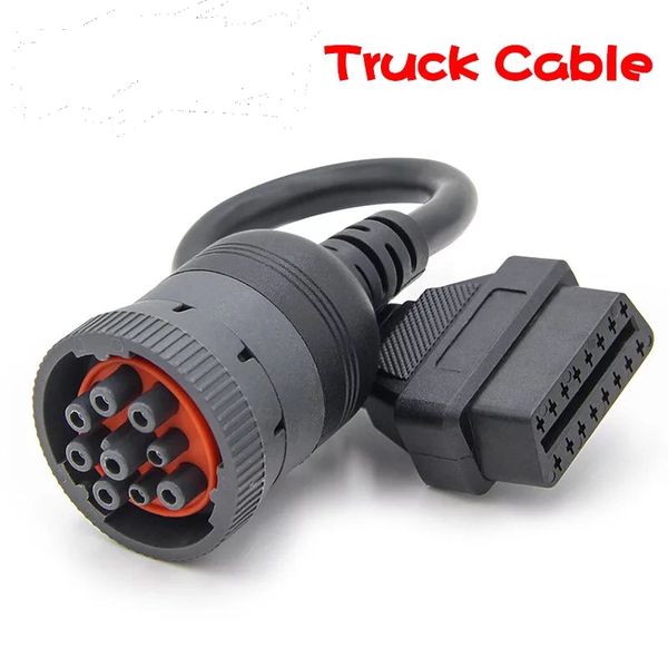 

truck cable adapter converter cable obd1 to obd2 for j1939 9pin diesel female car diagnostic tool to obd2 16pin