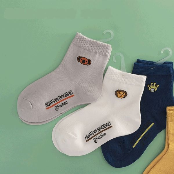 

5zyho no pilling autumn and winter socksnew children's socks pure cotton students korean cartoon children's loose mouth big tube m, Black