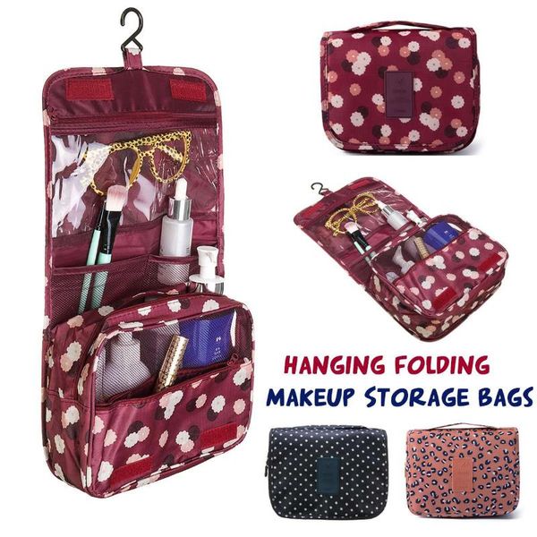 

portable travel cosmetic storage makeup bag waterproof folding hanging wash organizer pouch beauty case hanging toiletry bag
