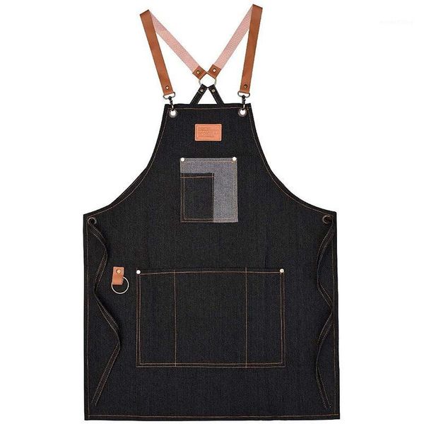 

5-pocket multifunction apron kitchen cooking denim apron gardener barber chef waiter painter pottery1