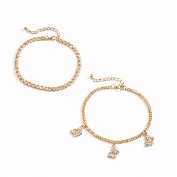 

10sets / lot двухслойный сплав алмазный ножные геометрическая мода бабочка босиком сеть женщин пляж золото anklet ювелирные аксессуары, Red;blue