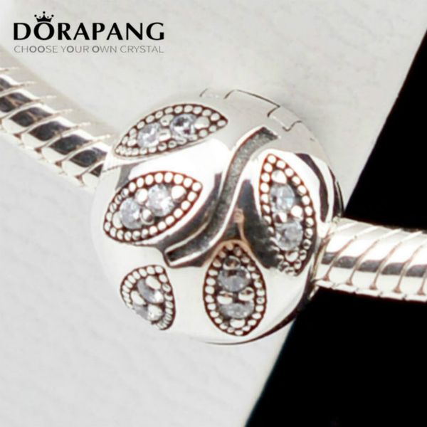 

2021 new 100% 925 sterling silver fashion bracelet bead silver leaf clip bead fits european charm bracelets bangle necklace jewelry 3024, Black