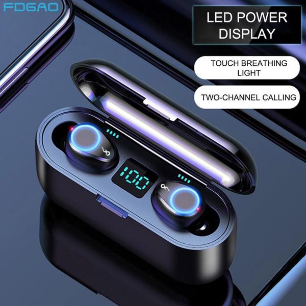 

tws bluetooth 5.0 earphones 2000mah charging box wireless headset 9d stereo sports waterproof earbuds headsets dual microphone