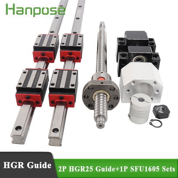 

ball screw sfu1605+ 4pcs hgh25ca cnc router engraving bearing block+bk12 bf12+coupler+2p hgr25 linear guide 300mm 1p sfu1605 length