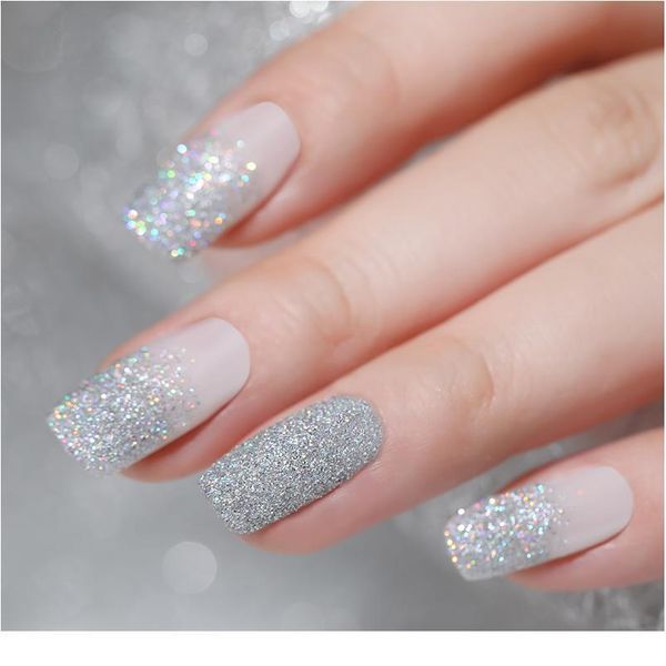 

1 box holographics nail powder glitter holo laser gradient nail powder chrome dust manicur sparkling nail art de qylniv, Silver;gold