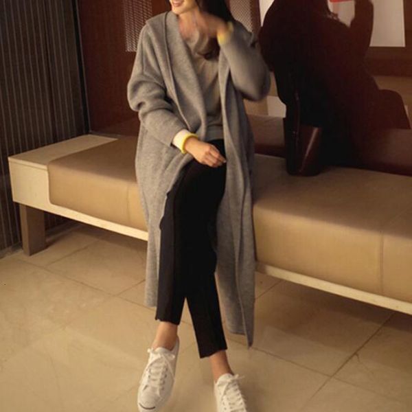 

women coat autumn winter hooded casual knit sweater long cardigan trench coat oversize outwear 2xl sh190912, White;black