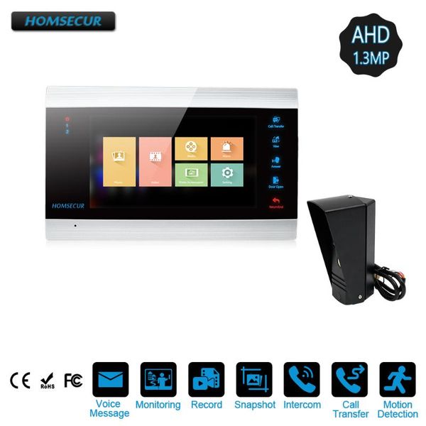 

video door phones homsecur 7" wired ahd1.3mp video&audio smart doorbell with outdoor monitoring, recording & snaps(bm705hd-b+bc011hd-b)