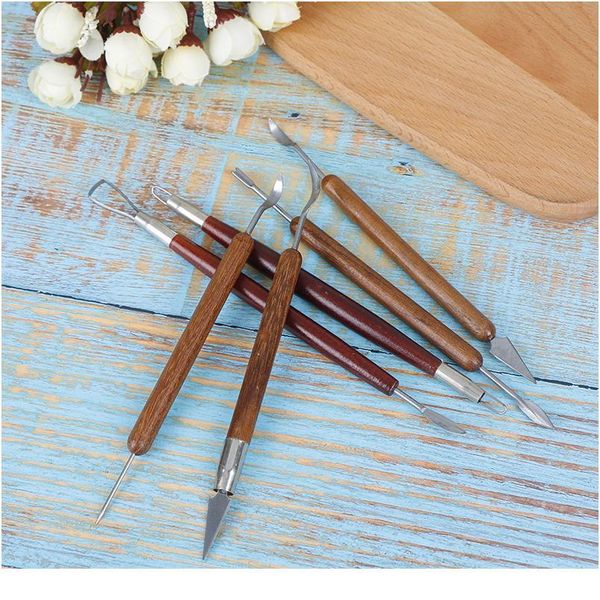 

6 pcs/set pottery ceramics tools polymer clay modeling tools wax carving sculpt tool 6 jllaru