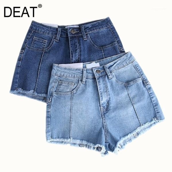 

women's shorts deat 2021 summer fashion tassels high waist denim blue elastic washed female s wn39705291, White;black
