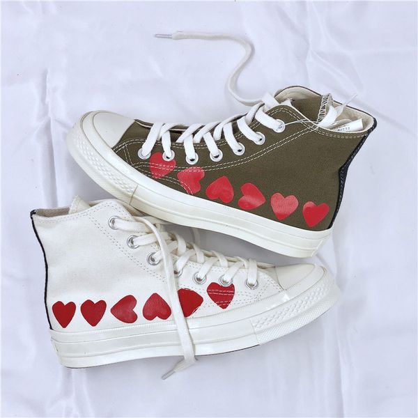 

new 1970s big eyes play chuck 70 multi heart 70s hi canvas skate shoes classic 1970 canvas shoes jointly name skateboard casual sneakers, White;red