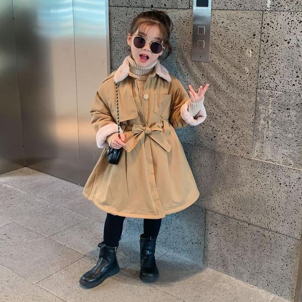 

winter girls mid-length plus velvet thick skirt windbreaker, Black;white