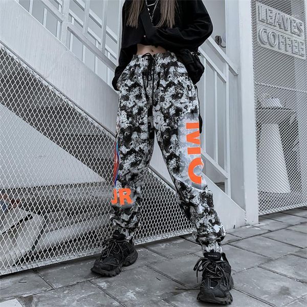

camouflage cargo pants spring loose pants women cartoon character sweatpant oversized hip hop streetwear letter trousers ladies1, Black;white