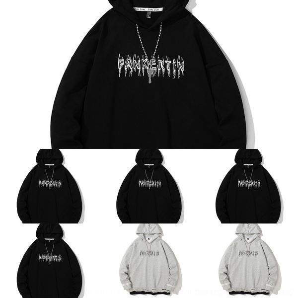 

w9igu корейского top свитер дизайн свитер мужской с капюшоном свободных модулей рукав поддельные стилем модного отверстием длинного двухсекц, Black