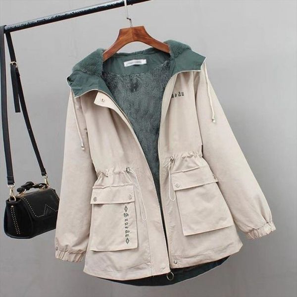 

женская зимняя куртка 2020 новый плюс бархат толщиной густой теплый университет все совпадает вскользь короткая свободная ветровка женское п, Black;brown