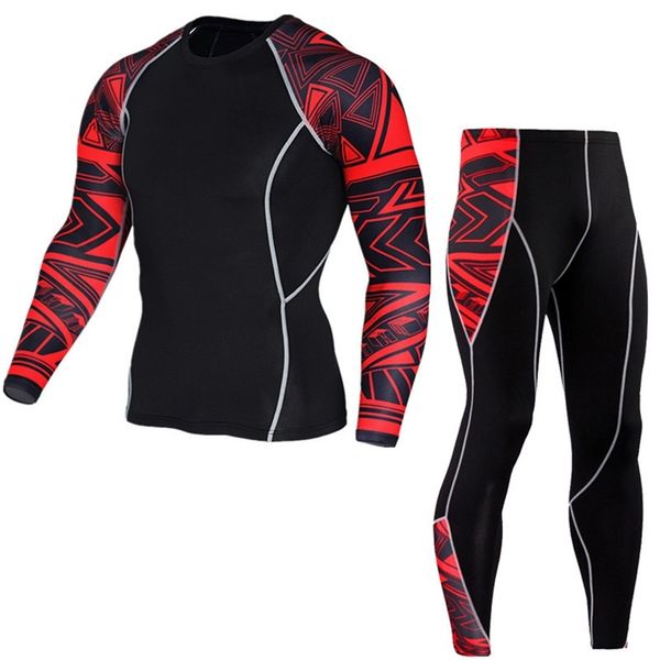 Uomo Running Sport Maglietta a compressione Pantaloni Tute Tuta da jogging Set Palestra maschile Allenamento fitness Abbigliamento sportivo T-shirt Top Leggings 201116