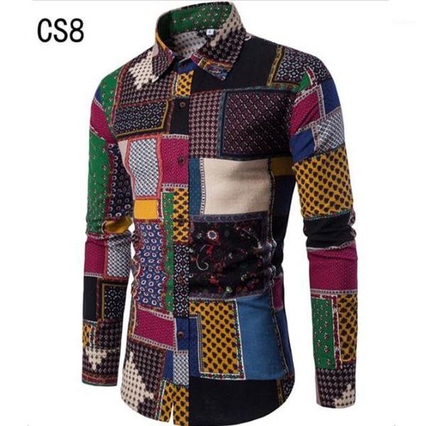 

men's selling long-sleeved shirts spring multicolor printed long-sleeved shirts fashion casual new1, White;black