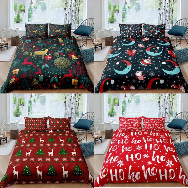 

merry christmas bedding set 3d printed ho ho microfiber queen king home textiles duvet cover with pillow shams bedding sets