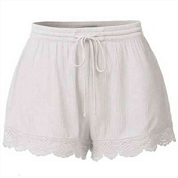 

summer loose shorts women lace plus size shorts rope tie sport casual bandage bowknot outwear, White;black