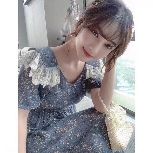 

2020 new french style minority super fairy forest series gentle sweet wind za floral dress ethnic groupsummer girl ilyvr, Black;gray