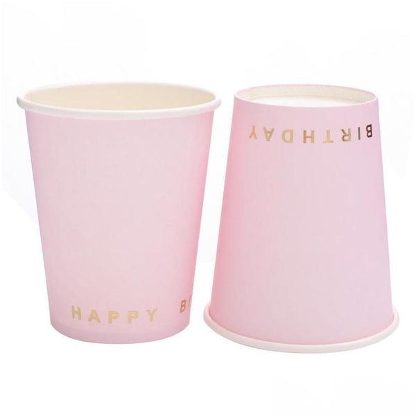 

10pcs/set gold foil pink disposable tableware christmas new year party paper plates cups birthday party suppl sqcyuf bbgargden