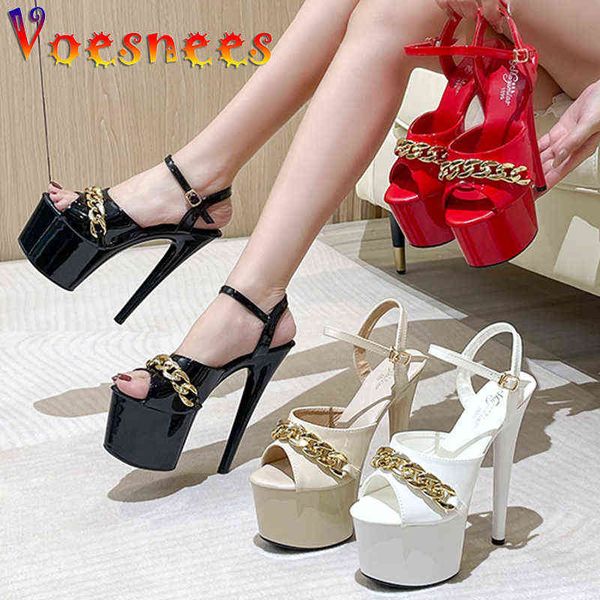 Kleid Schuhe Marke Sommer Frauen Sexy Show Sandalen17 CM High Heels Plattform Farbe Sandalen Mädchen Schuh für Party Club Pumpen 220303