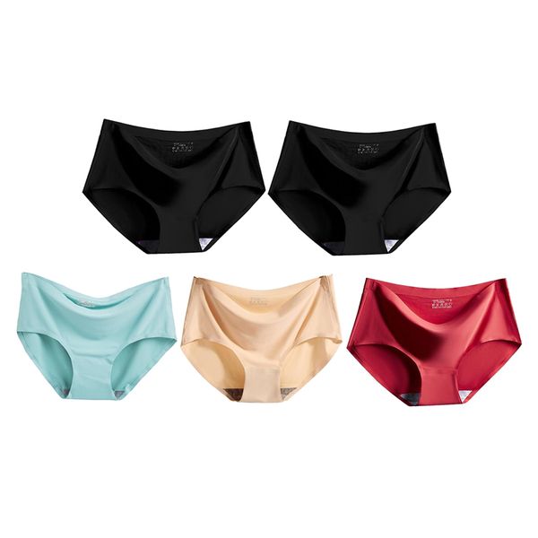 

5 pieces womens invisible seamless mid rise hipster brief underwear, Black;pink