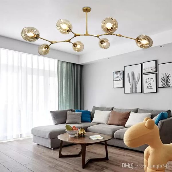 Ems New Globe Lâmpada de vidro Chandeliers luzes Nordic Modern Lustre Light Light Light Pendente Lâmpada de Bola 110V-220V