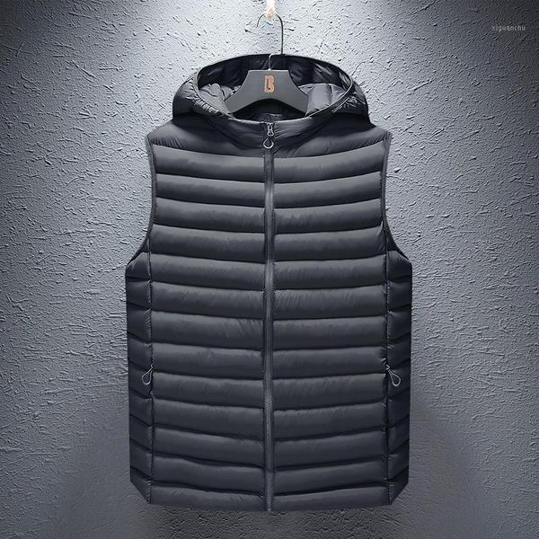 

men sleeveless jacket waistcoat winter fashion padded cotton men's vests male thicken waterproof warm vest1, Black