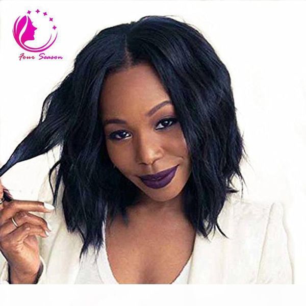 

brazilian virgin human hair lace front wigs glueless short bob wavy haircut full lace wig with baby hair for black women, Black;brown