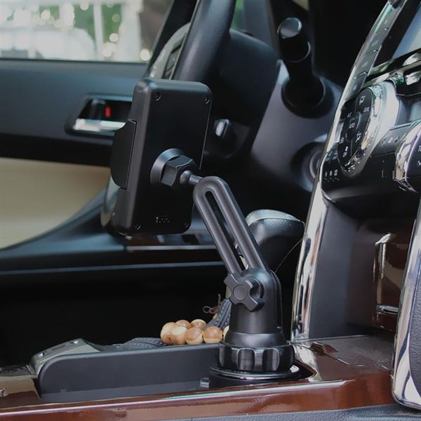 

bracket 360 degree rotation telescopic black durable holder phone rack with car cup slot bottom antislipping