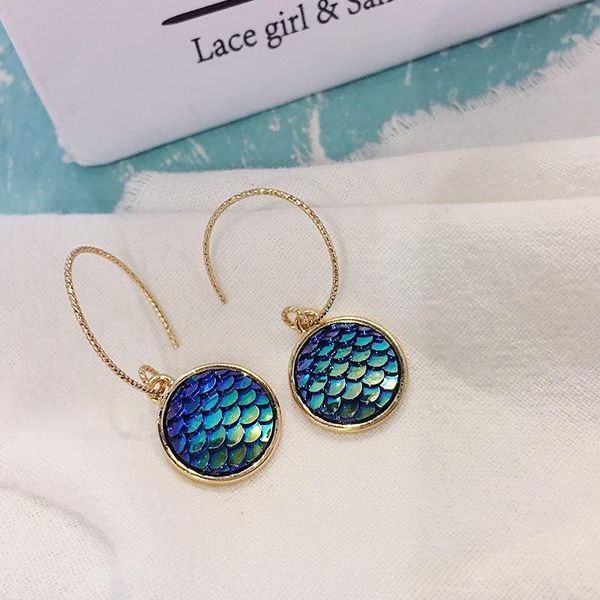 

stud 2021 trendy design earrings small mermaid-like simple personality korean pendant girl, Golden;silver