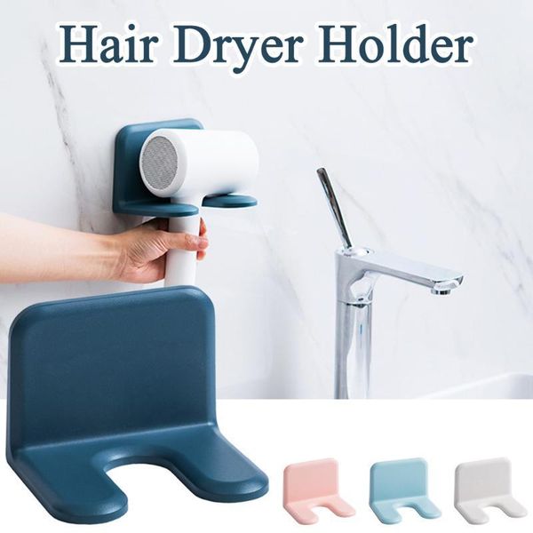 

hooks & rails hair dryer holder self-adhesive wall mount bathroom blow rack nail-