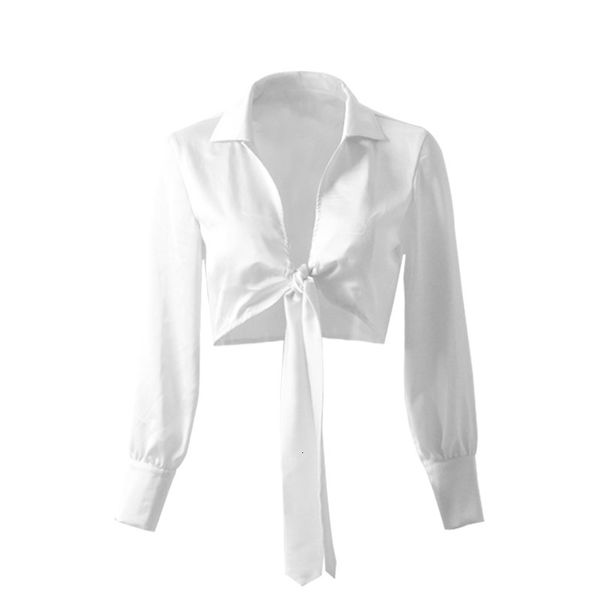 

2021 new v silk senior spring and summer sleeve deep shirt cardigan tie woman's thin temper qdu2, White