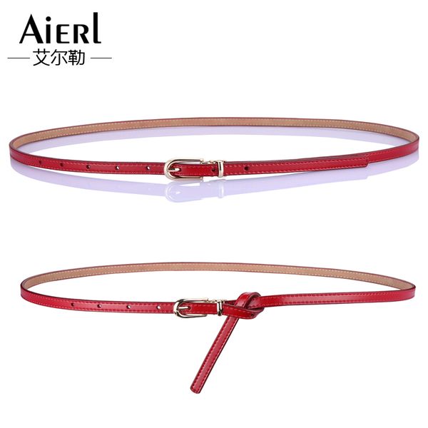 

декоративное платье красных тонких женщин с кожаным поясом модно и универсален корейской талии цепи моды, Black;brown