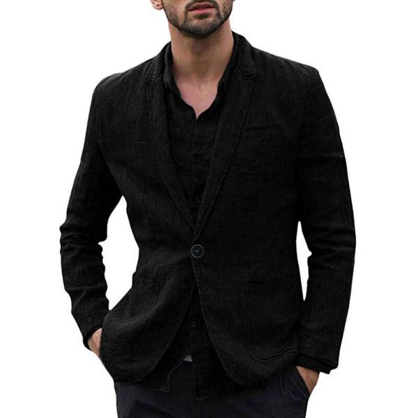 

single breasted summer linen suit men's wide peaked lapel groom business blazer, Black;brown