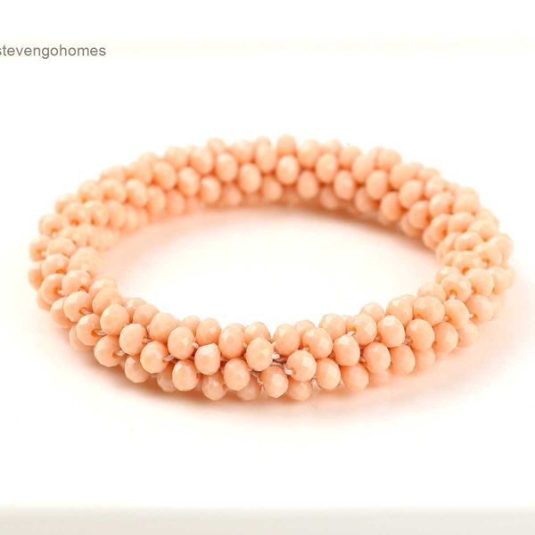 

colorful elastic artificial beaded crochet crystal thread bracelet, Silver