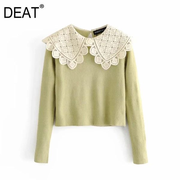 

deat] 2021 spring autumn new fashion tide splicing long sleeve round neck knitted casual women pullover sweater 13w004, White;black