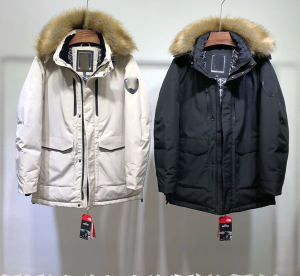 

2020 new selling men's down jacket hooded outdoor down jacket fashion warm couple warm jacket duck down filling, Black